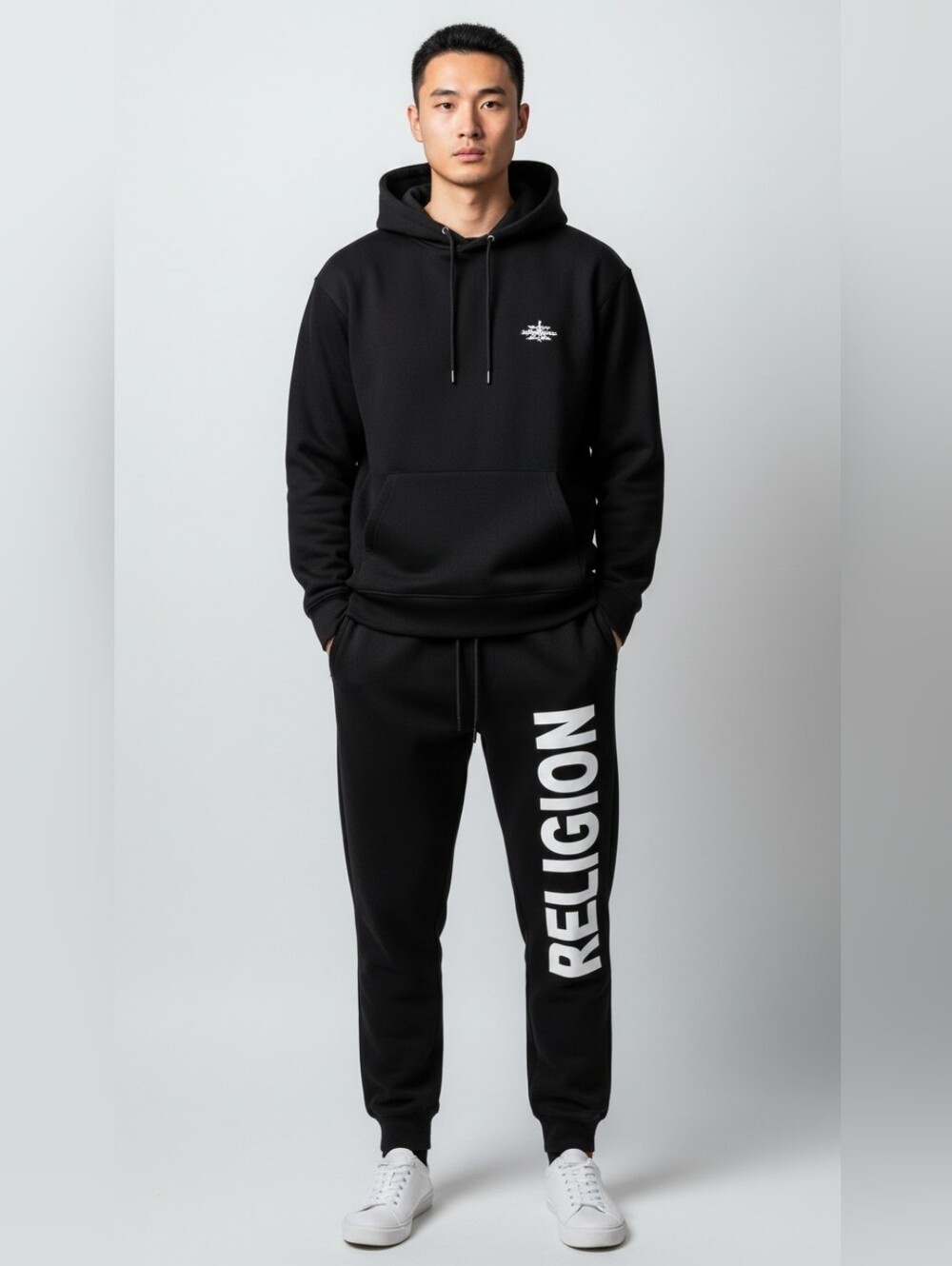 Religion Black Drawstring Logo Print French Terry Men's Sweatpants Size XL NWT